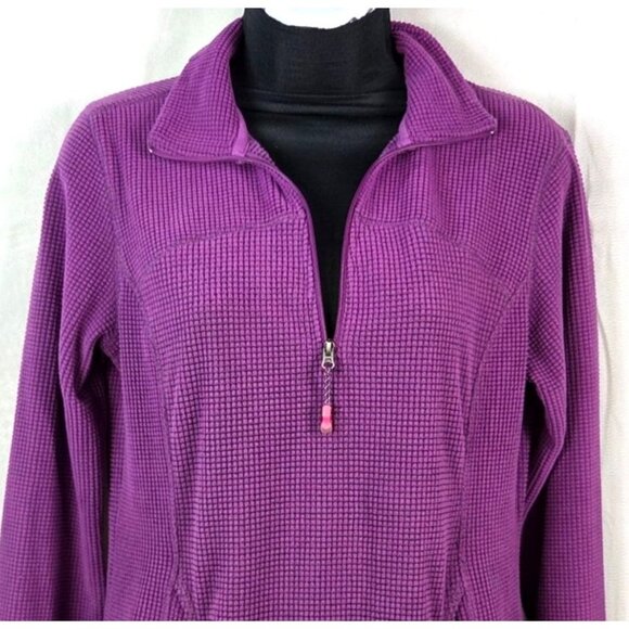 Tangerine Ladies Small Purple 1/4 Zip Waffle Knit Pullover w Pockets - Picture 5 of 8